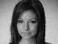 Czarno, Roxanne Pallett, Brunetka, Uśmiech, białe