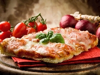 Pizza, Czerwona, Pomidory, Serwetka, Cebula