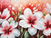 Grafika, Kwiaty, Biało-czerwone