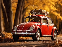 Bagaż, Volkswagen Garbus, Czerwony