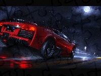 Ulica, Czerwony, Lamborghini Murcielago, Noc