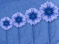 Niebieskie, Cztery, Kwiaty