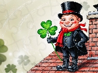 Kominiarz, Dach, Komin, Grafika, Koniczyna