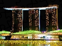 Noc, Dekoracja, Singapur, Marina Bay Sands, Zielona