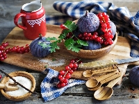 Dzbanuszek, Kompozycja, Porzeczka, Deska, Czerwona, Figi, Łyżki