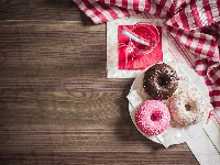 Słomki, Trzy, Napój, Deski, Donuty, Pączki, Serwetki