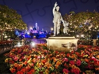 Kalifornia, Disneyland, Posągi, Ameryka północna, Gerbery, Miasto nocą