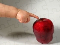 Dłoń, Czerwone, Jabłko, Dziecka