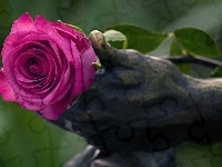 Dłoń, Różowa, Róża, Posąg