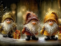 Prezenty, Skrzaty, Trzy, Długie, Grafika AI, Brody