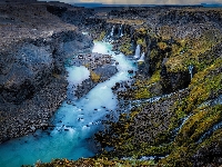 Dolina, Wąwóz Sigoldugljufur, Islandia, Wodospady Sigoldugljufur, Valley of Tears, Rzeka