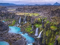 Dolina, Rzeka, Islandia, Wąwóz Sigoldugljufur, Valley of Tears, Wodospady Sigoldugljufur