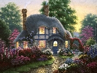 Ogród, Dom, Droga, Thomas Kinkade