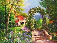 Ogród, Dom, Lato