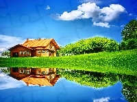 Jezioro, Domek, Odbicie