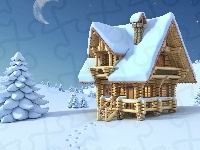 Domek, Słodki, Mały, Śnieg