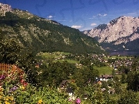 Domy, Wieś, Góry, Jezioro, Austria