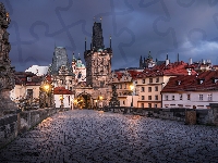 Wieża, Czechy, Posągi, Most Karola, Praga, Miasto, Domy