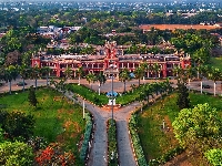 Domy, Indie, Droga, Drzewa, Coimbatore, Stan Tamilnadu, Uniwersytet Rolniczy