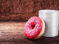 Lukrowany, Donut, Pączek, Kubek, Biały