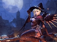 Mercy - Dr Angela Ziegler, Halloween, Gra, Overwatch, Uzdrowicielka