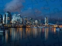 Drapacze Chmur, Vancouver, Nocą, Jacht
