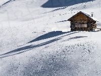 Drewniany, Zima, Śnieg, Domek
