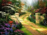 Kwiaty, Droga, Brama, Thomas Kinkade