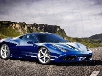 Droga, Skały, Ferrari 458, Italia, Góry