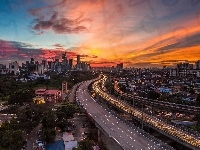 Droga, Słońca, Kuala Lumpur, Miasto, Zachód