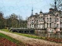 Droga, Pałac, Most, Jesień