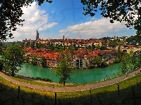 Droga, Miasta, Rzeka, Most, Panorama
