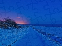 Droga, Zima, Zachód, Słońca, Śnieg