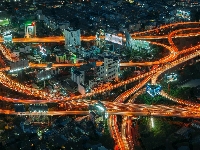 Miasto, Drogi, Wieczór, Tajlandia, Bangkok