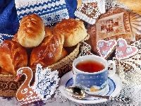 Filiżanka, Drożdżówki, Herbaty, Ciasteczka, Pierniczki