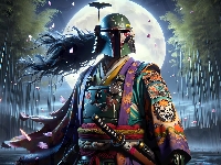 Star Wars Fett Legacy, Grafika, Gra, Boba Fett, Kimono, Drzewa, Postać, Księżyc
