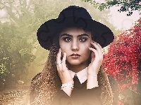 Drzewa, Dziewczyna, Kapelusz, Fractalius