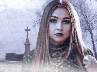 Drzewa, Dziewczyna, Kapliczka, Fractalius