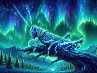 Drzewa, Konik polny, Grafika AI, Zorza polarna, Konar, Góry