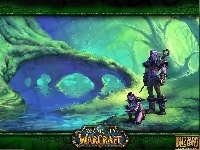 kobieta, woda, fantasy, elf, World Of Warcraft, mężczyzna, drzewo
