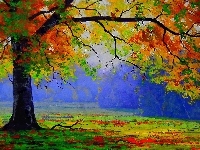 Liście, Drzewo, Jesień