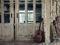 Drzwi, Zaniedbane, Pomieszczenie, Gitara