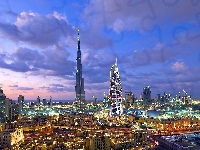 Zjednoczone Emiraty Arabskie, Panorama, Świt, Miasta, Azja, Dubaj