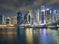 Drapacze chmur, Miasto, Rzeka, Zjednoczone Emiraty Arabskie, Dubaj