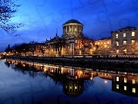 Dublin, Noc, Budynek, Sądu, Irlandia