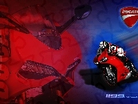 Logo, Ducati 1199 Panigale, Czerwony, Motocyklista.