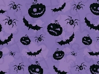 Dynie, Pająki, Tekstura, Halloween, Nietoperze