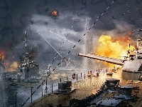 Okręty, Działo, World of Warships, Gra, Ogień
