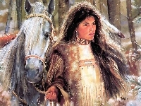 Indianka, Dziewczyna, Koń