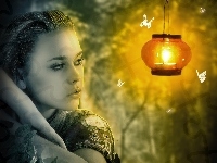 Lampion, Dziewczyna, Motyle